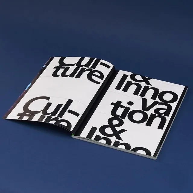 Culture & Innovation Editorial Spread, swiss, minimal, monochrome