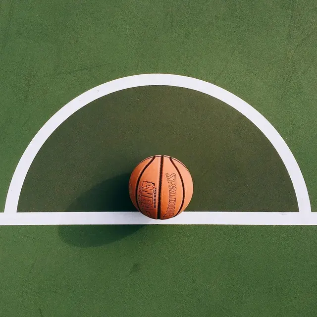 Basketball on Court Graphic, minimal, geometric, vibrant