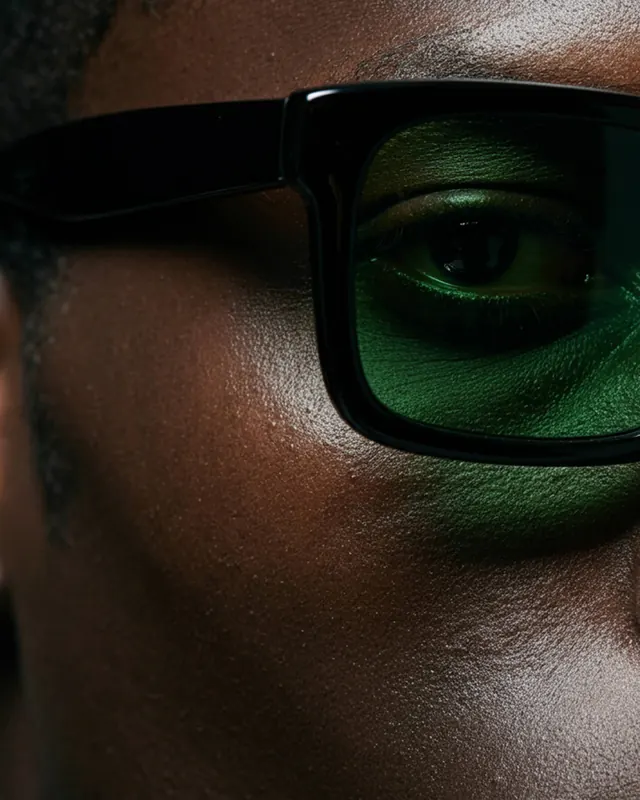 Close-up Portrait with Sunglasses, photographic, luxury, dark