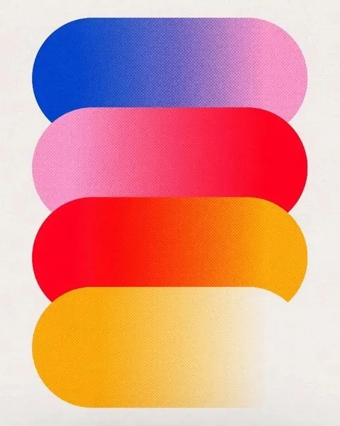 Stacked Gradient Capsules, minimal, gradient-heavy, vibrant