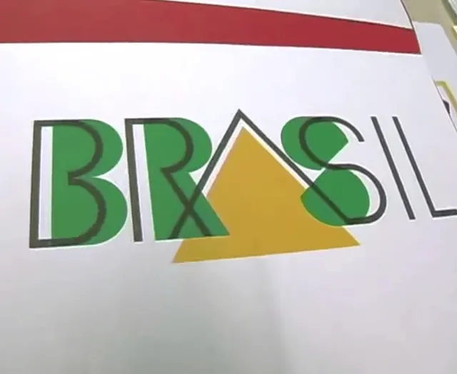 Brasil Wordmark with Triangle Graphic, flat, geometric, vibrant