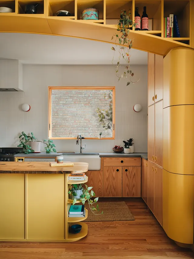 Modern Kitchen Interior Design, minimal, photographic, warm