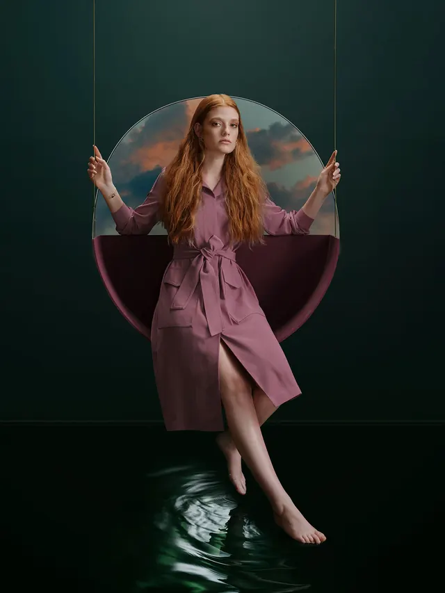 Surrealist Fashion Portrait, luxury, photographic, muted