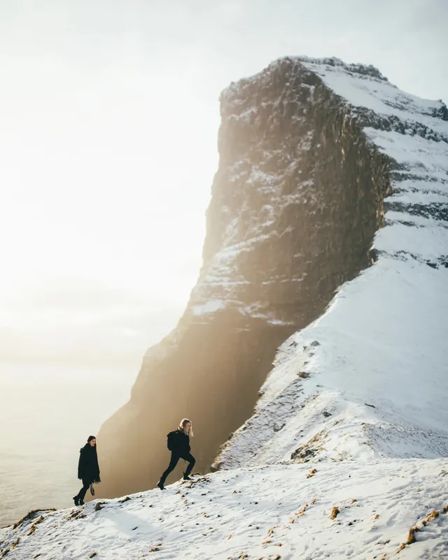 Mountain Landscape with Figures, photographic, minimal, high-contrast