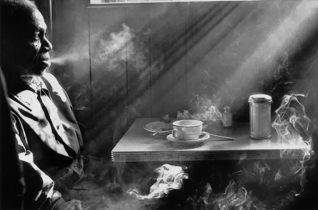 Coffee and Smoke Still Life, photographic, dark-mode, dark