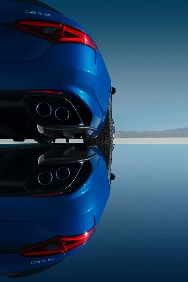 Blue Sports Car Reflection, photographic, luxury, vibrant