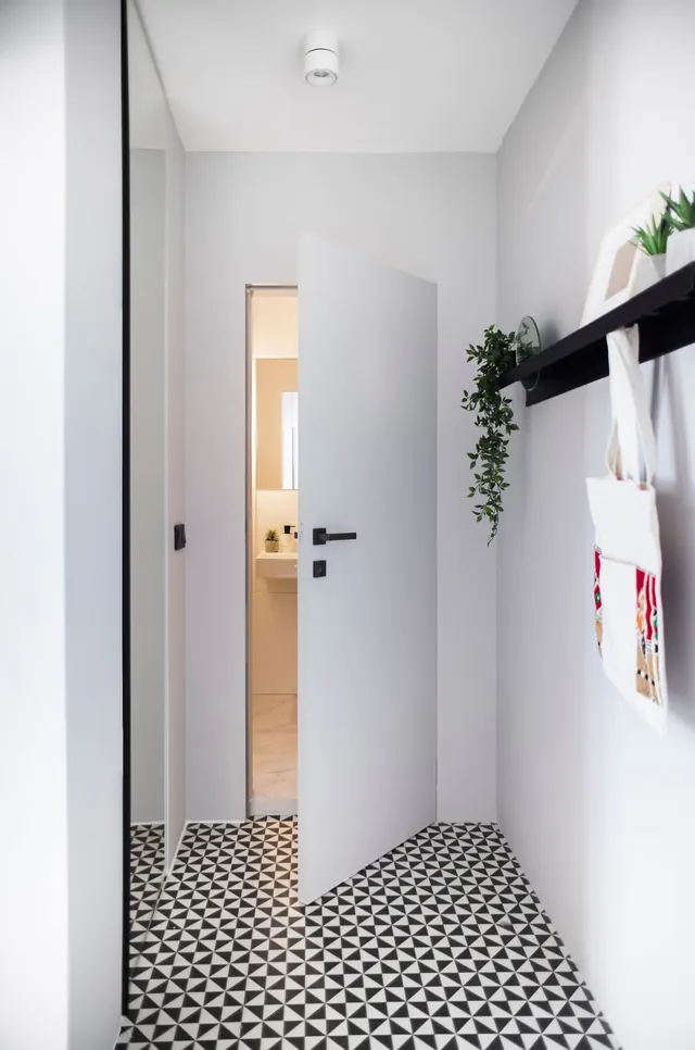 Minimalist Interior Design with Geometric Flooring, minimal, geometric, monochrome