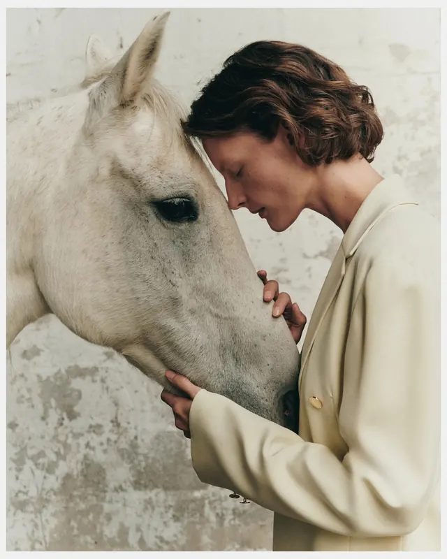 Woman and Horse Portrait, photographic, organic, light