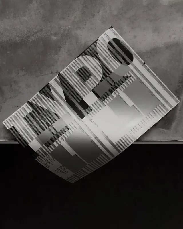 Abstract Typography Collage, brutalist, maximalist, monochrome