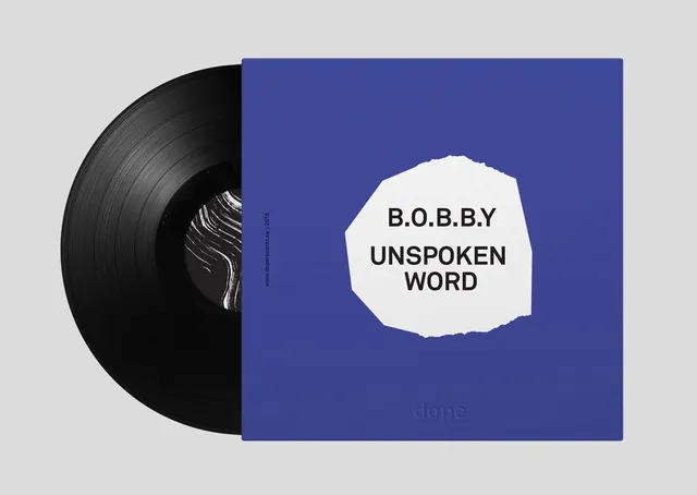 B.O.B.B.Y UNSPOKEN WORD Vinyl Mockup, minimal, flat, cool