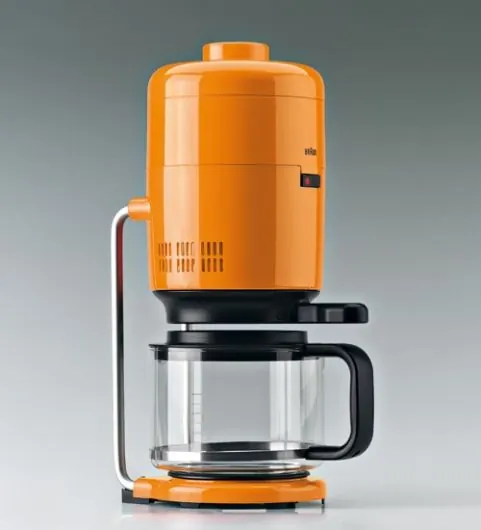 Orange Coffee Maker Product Shot, minimal, photographic, vibrant