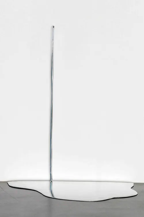 Abstract Vertical Line and Fluid Shape, minimal, abstract, monochrome