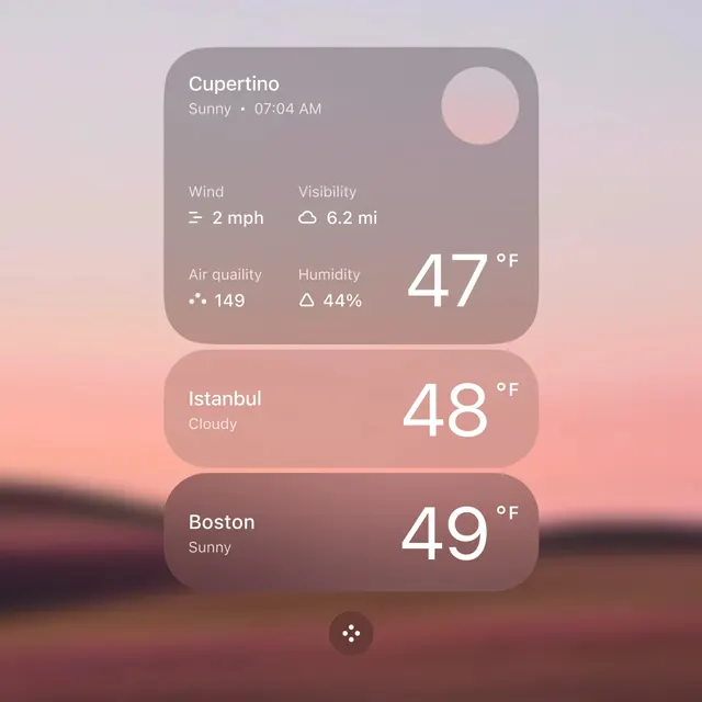 Weather App UI Design, minimal, glassmorphism, warm