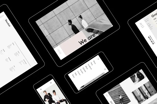 Modern UI/UX Design Mockup Collection, minimal, corporate-clean, dark