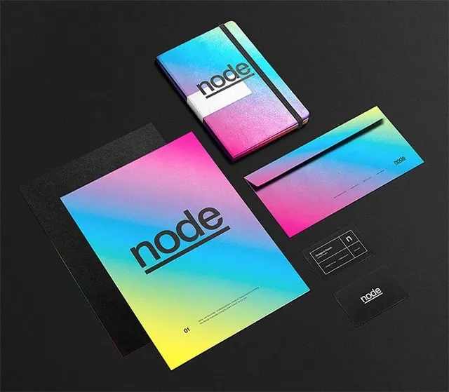 Node Identity System Mockup, minimal, gradient-heavy, vibrant