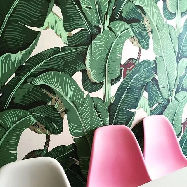 Tropical Leaf Wallpaper Mockup, organic, illustrated, vibrant