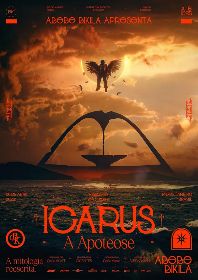 Icarus A Poema Movie Poster, illustrated, maximalist, warm