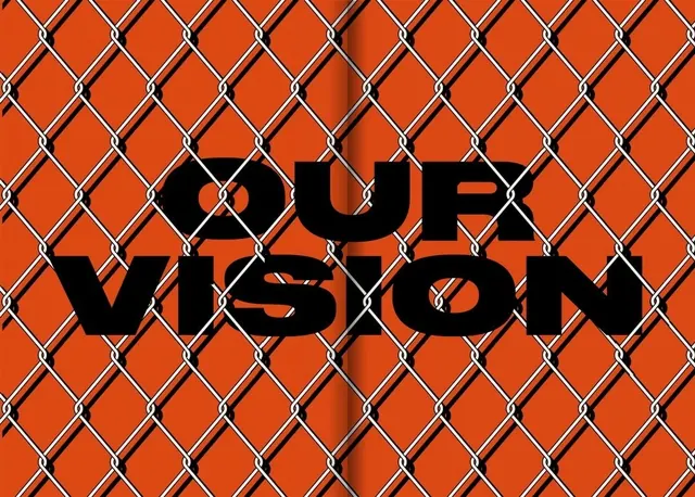 PUR VISION Wordmark with Chain-Link Overlay, brutalist, neo-brutalist, vibrant