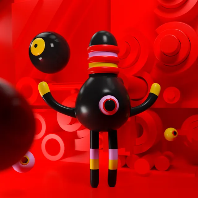 3D Abstract Character Illustration, playful, 3d-render, vibrant