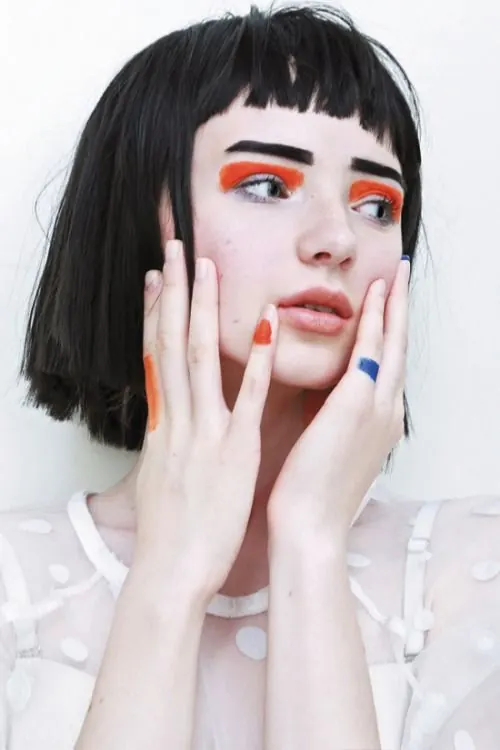 Stylized Portrait of a Woman with Bold Makeup, playful, maximalist, vibrant