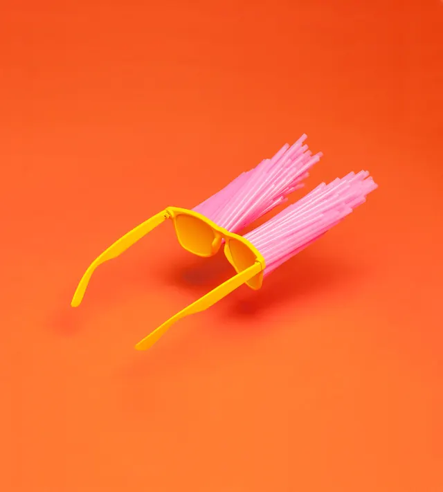 Abstract Pink and Yellow Geometric Form, minimal, playful, vibrant