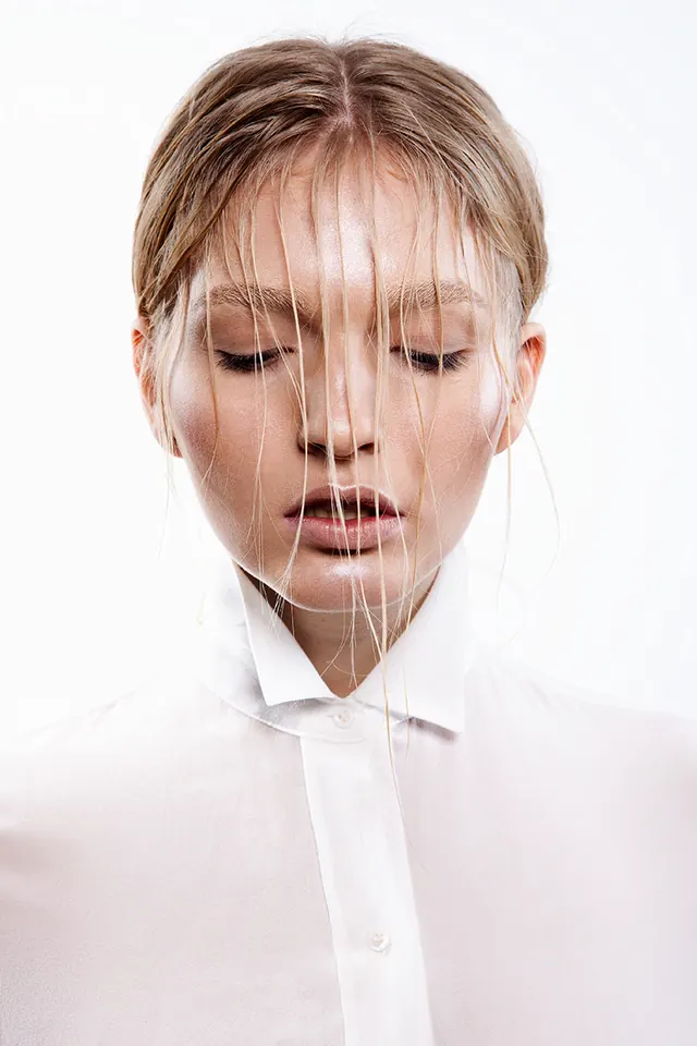 Portrait of a Woman with Fine Line Art Overlay, minimal, luxury, light