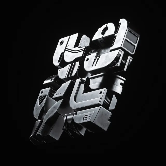 3D Isometric Block Construction, technical, geometric, monochrome