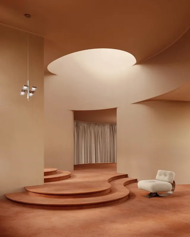 Minimalist Interior Architectural Render, minimal, organic, warm
