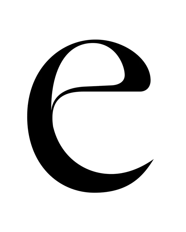 Stylized Lowercase Letter e, minimal, monochrome, monochrome