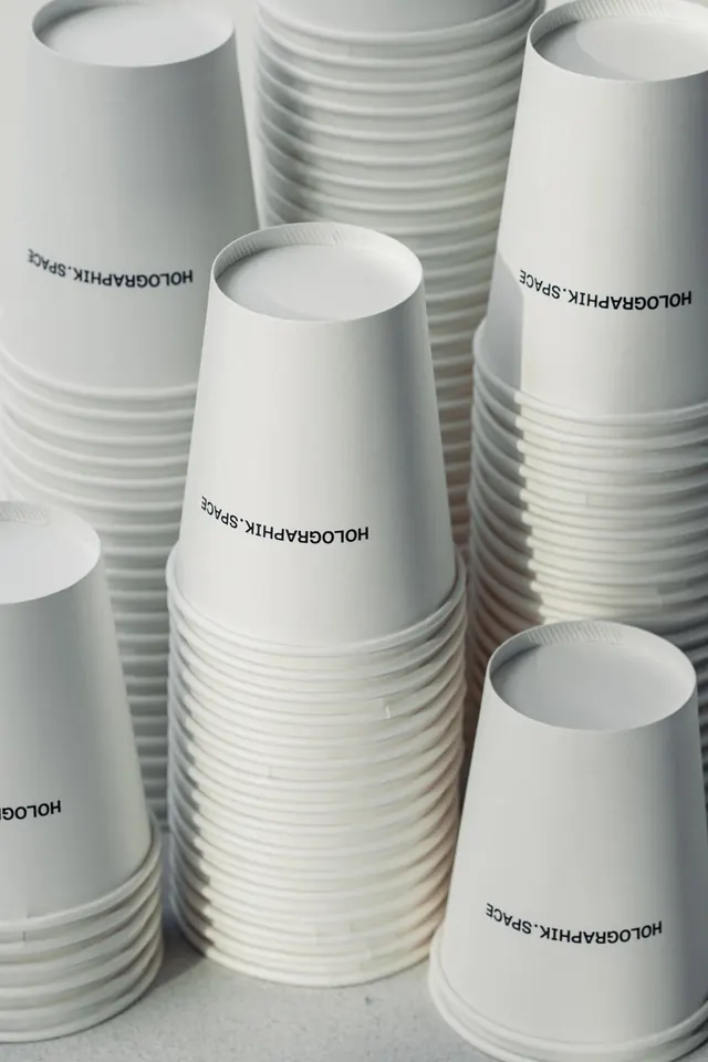 Minimalist Branding Mockup on Paper Cups, minimal, corporate-clean, monochrome