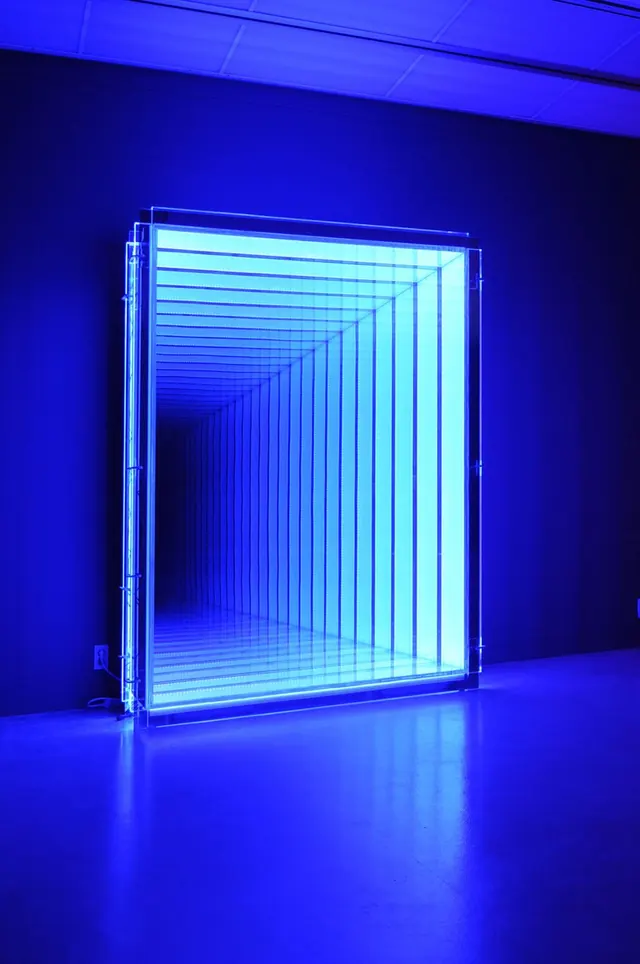 Neon Blue Geometric Tunnel, minimal, geometric, neon
