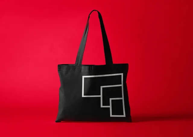 Geometric Line Art Tote Bag Mockup, minimal, geometric, high-contrast