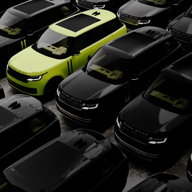 3D Rendered Car Fleet Mockup, 3d-render, geometric, dark