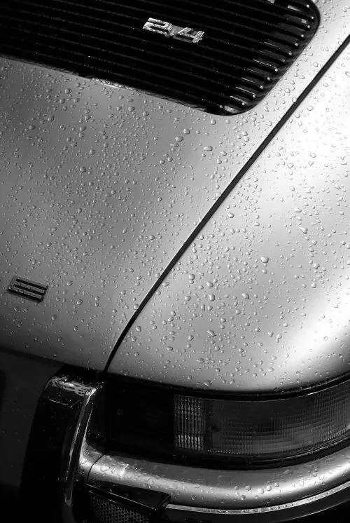 Close-up of a Silver Car Front, minimal, monochrome, monochrome