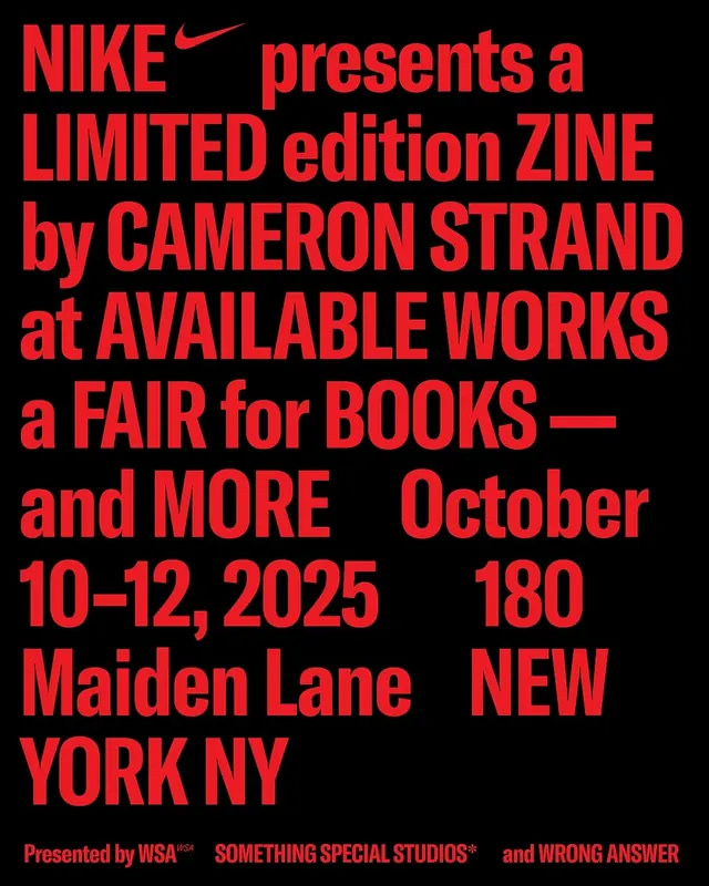Nike x Cameron Strand Zine Event Poster, brutalist, neo-brutalist, high-contrast