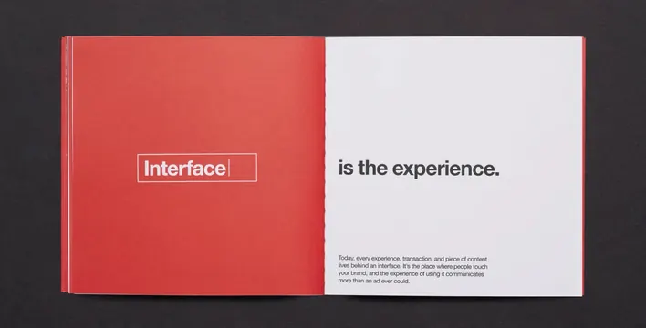 Interface is the experience. Editorial Spread, minimal, swiss, high-contrast
