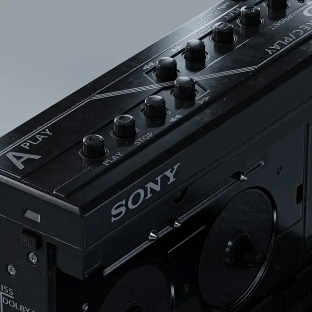 Sony Hardware Product Mockup, technical, photographic, dark