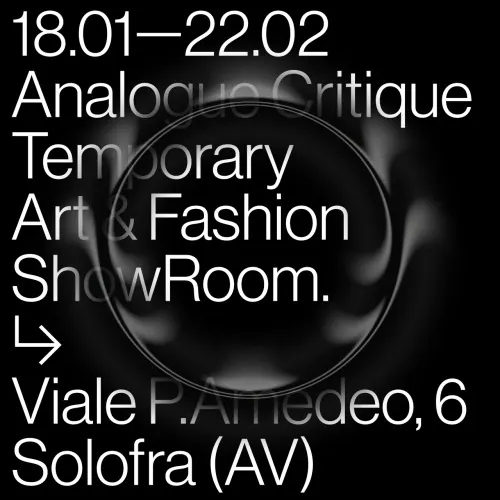 Analogue Critique Temporary Art & Fashion ShowRoom Poster, brutalist, dark-mode, dark