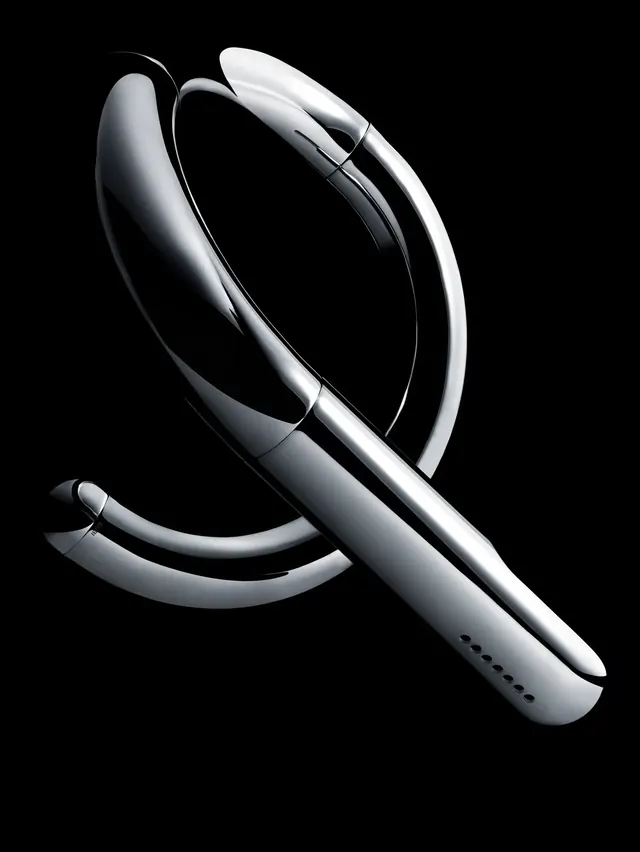 3D Abstract Ribbon Render, minimal, luxury, monochrome
