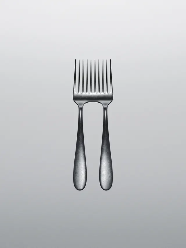 Silver Fork and Spoon Icon, minimal, monochrome, monochrome