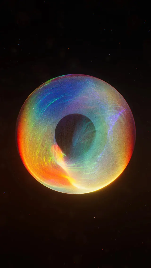 Iridescent Sphere Graphic, gradient-heavy, organic, vibrant