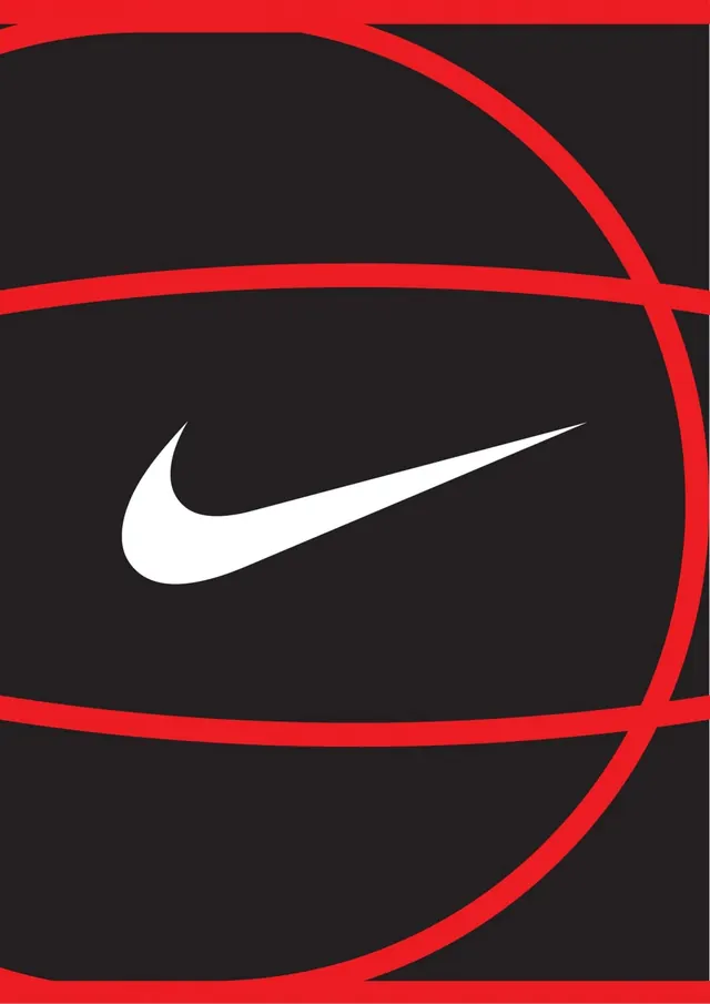 Nike Swoosh on Basketball Court Graphic, minimal, geometric, high-contrast