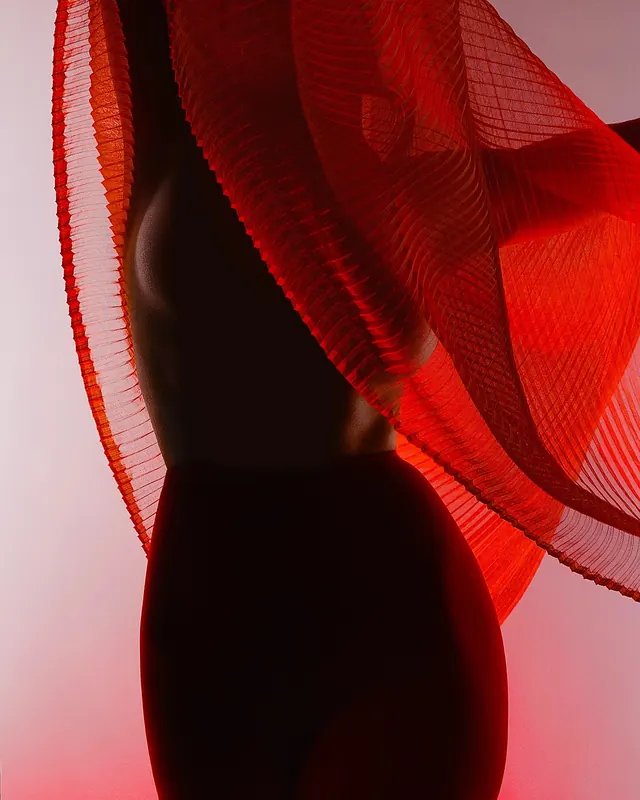 Red Fabric Drapery, organic, photographic, vibrant