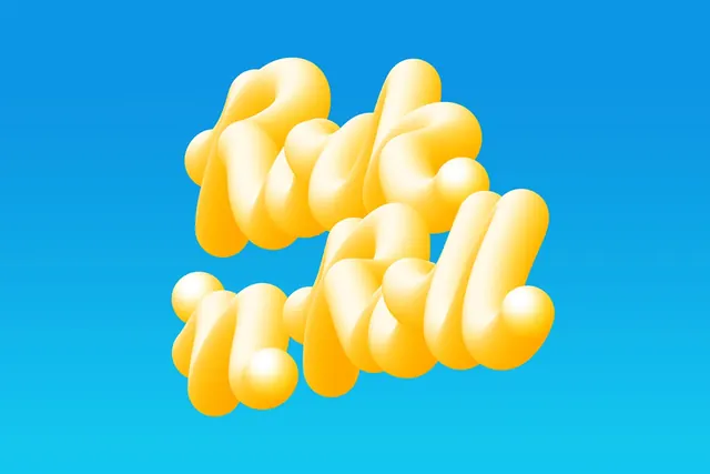 Yellow Bubble Wordmark, playful, 3d-render, vibrant
