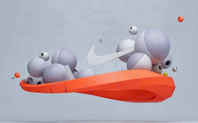 3D Abstract Sphere and Swoosh Composition, minimal, 3d-render, light