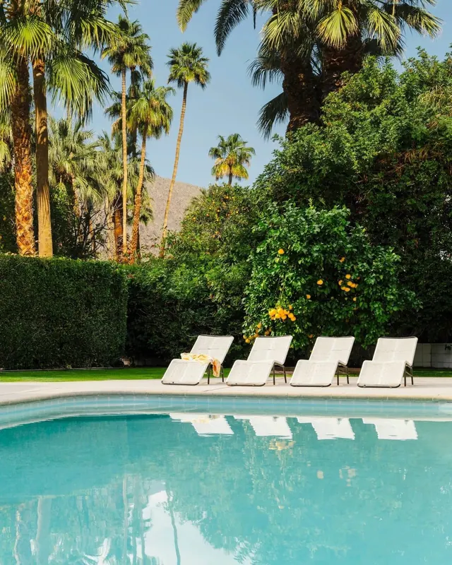 Tropical Resort Poolside View, photographic, luxury, vibrant