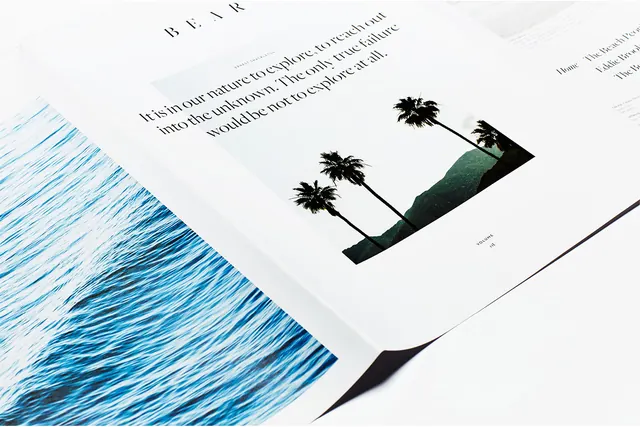 Editorial Magazine Mockup with Tropical Illustration, minimal, editorial, light