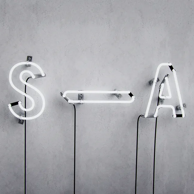 Neon Signage Mockup, minimal, geometric, monochrome