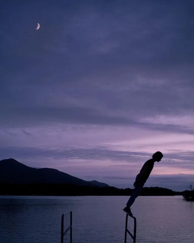 Silhouette of a Person in a Night Landscape, minimal, photographic, dark