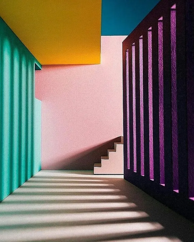 Geometric Architectural Space, minimal, geometric, vibrant